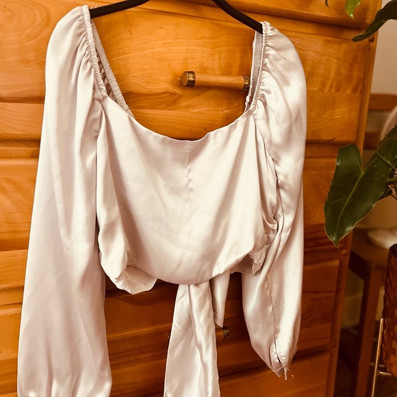 Dynamite Satin Blouse w/ Tie ✨ - Picture 4 of 5